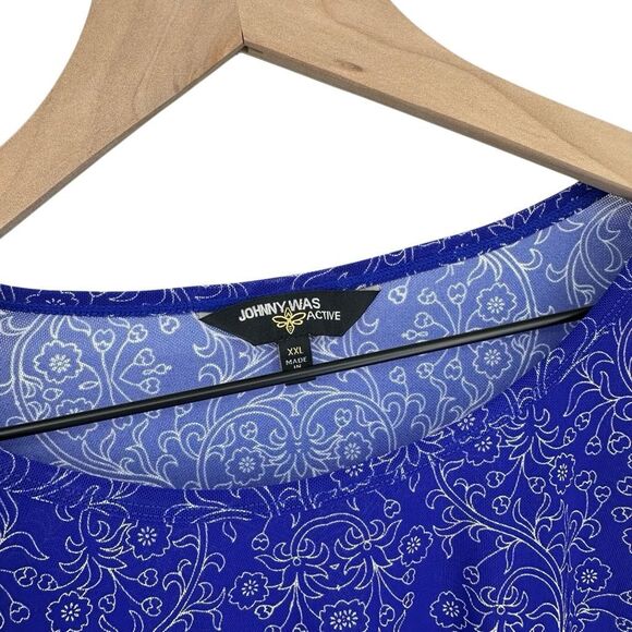 Johnny Was Wild Flower Top XXL Active Long Sleeve Mesh Workout Gym #h - Picture 5 of 8